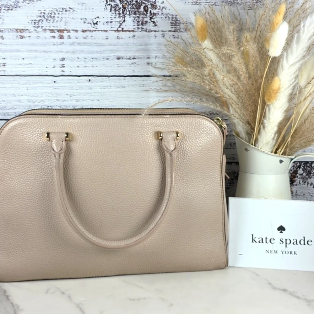 KATE SPADE NEW YORK HAND BAG ALMOND BLACK KALEN CHESTER STREET SATCHEL PURSE WOR
